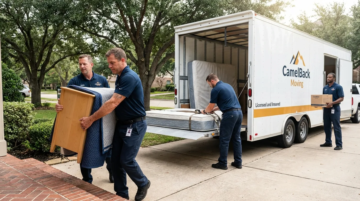 Crew loading residential truck for cross-state move from Camden, OH